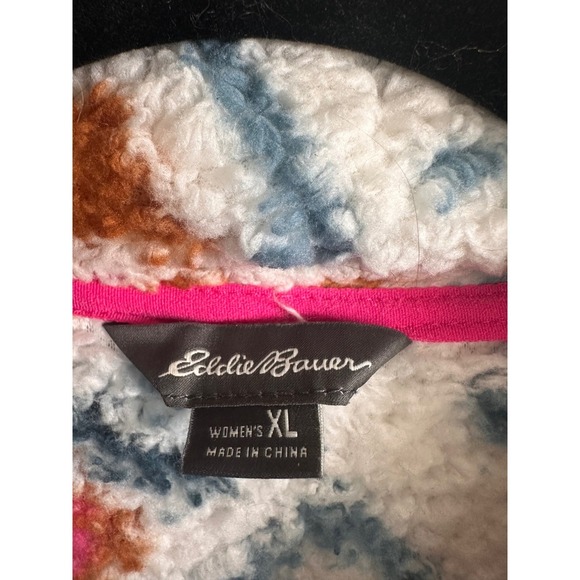 Eddie Bauer Sherpa Fleece Pullover Sweater Geometric Print Women's XL - Picture 2 of 5